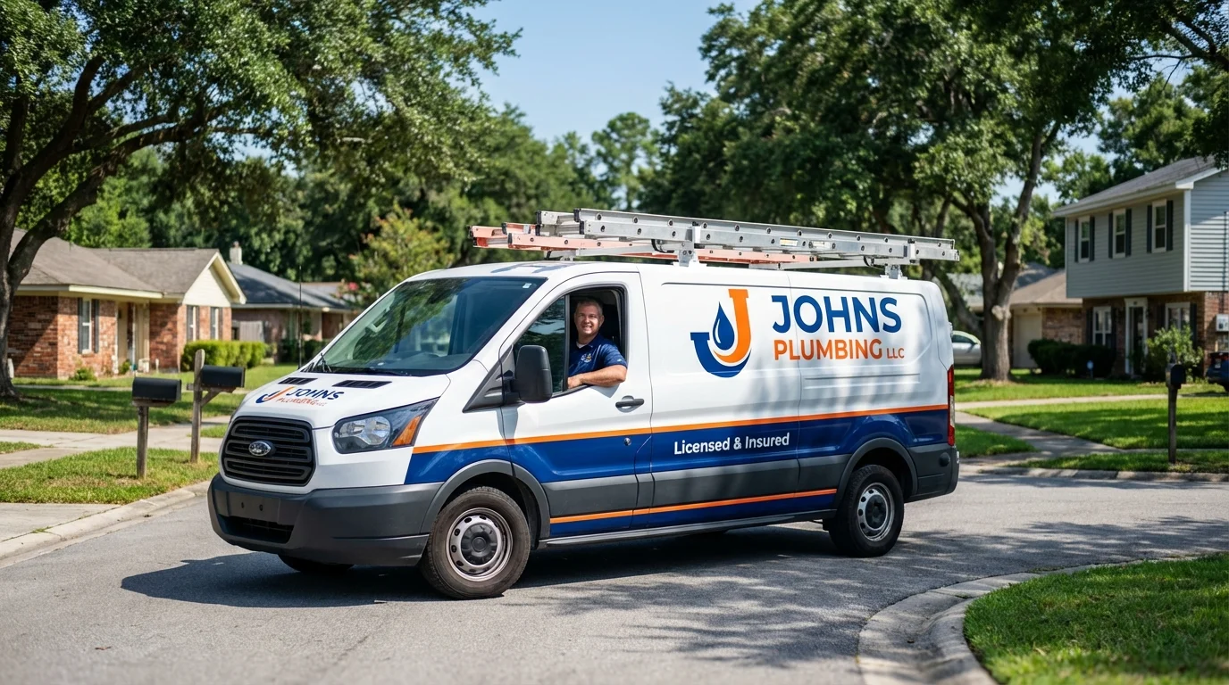 Johns Plumbing LLC service van in East Grand Forks, MN