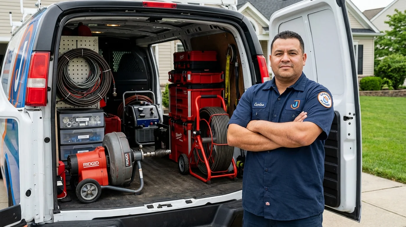 Professional drain cleaning equipment and Johns Plumbing LLC plumber in East Grand Forks