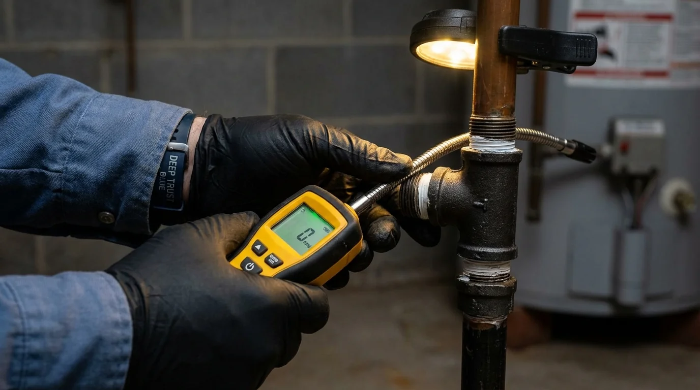 Gas leak detection with electronic sniffer by Johns Plumbing LLC in East Grand Forks