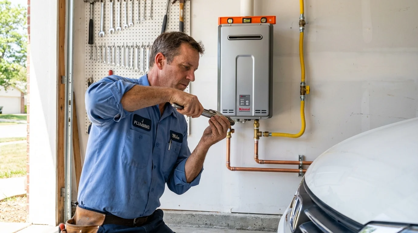 Tankless water heater installation by a Johns Plumbing LLC plumber in East Grand Forks